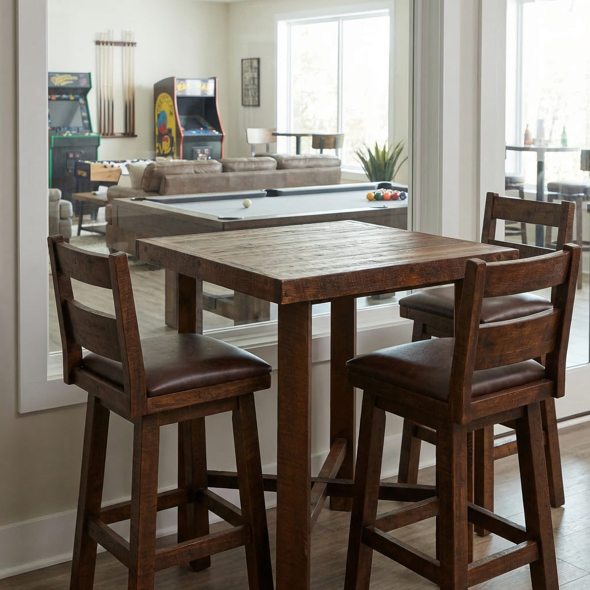 Square Barnwood Pub Table with Artisan Top