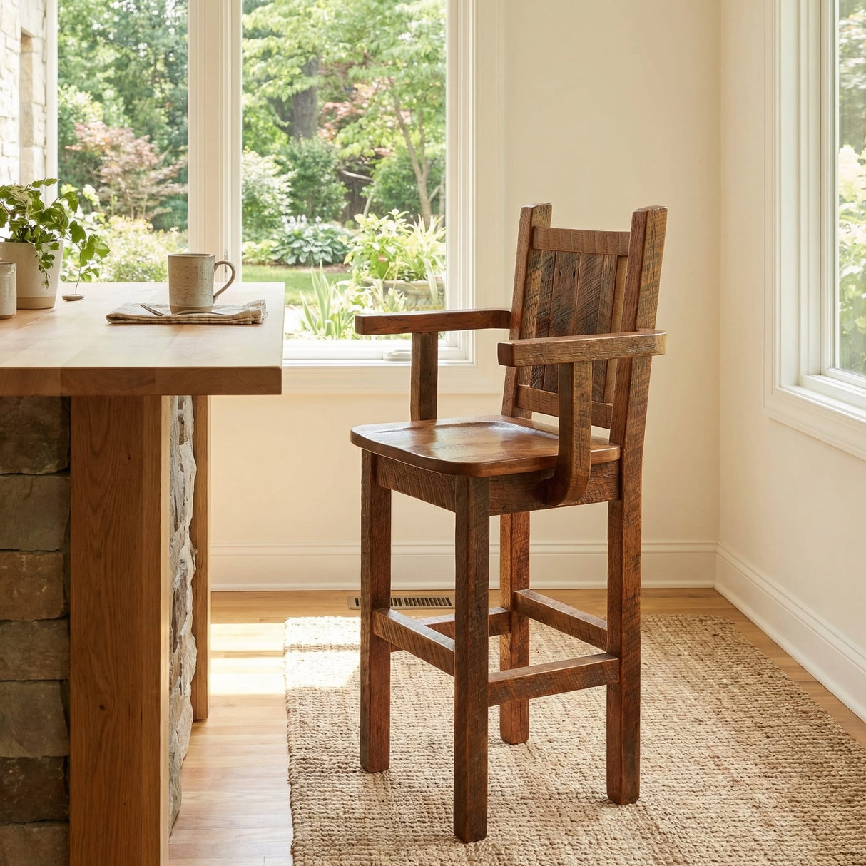 Barnwood Artisan Armed Counter Stool
