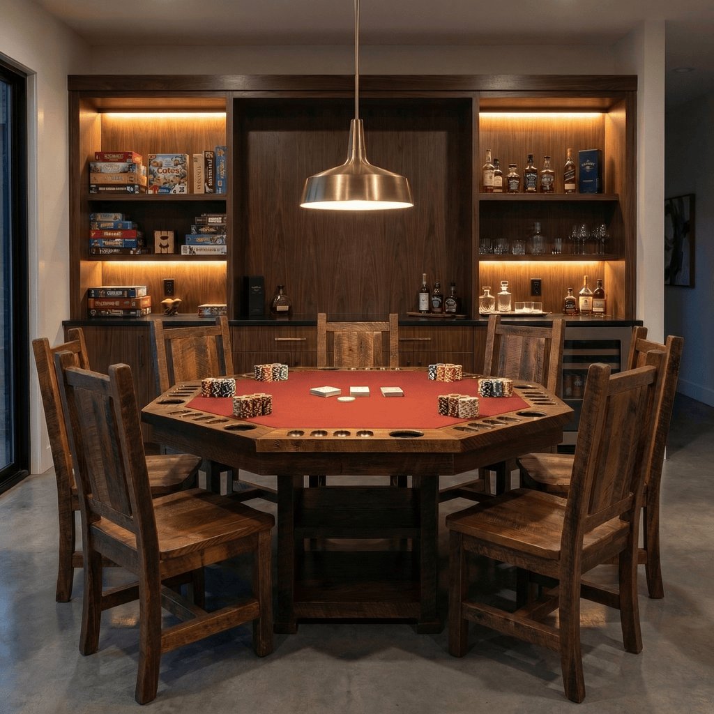 Barnwood 8-Sided Poker Table