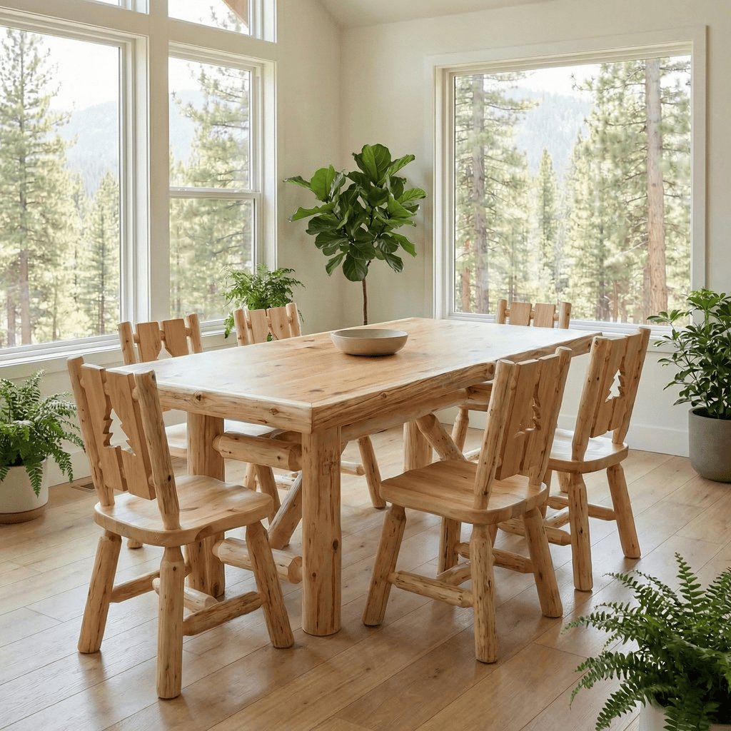 Cedar Log Trestle Dining Table