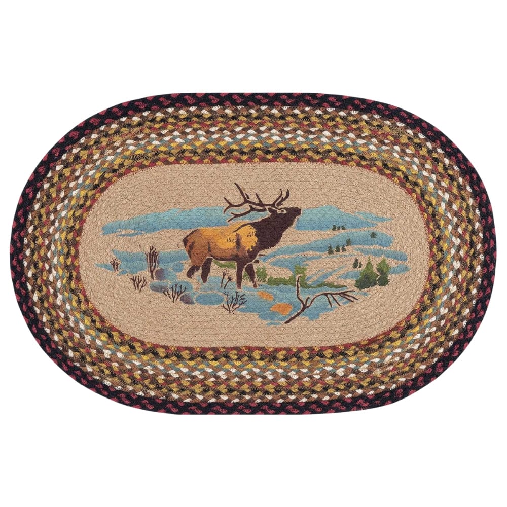 Rustic Elk Rugs Landscape Elk Oval Patch Rug – The Cabin Place