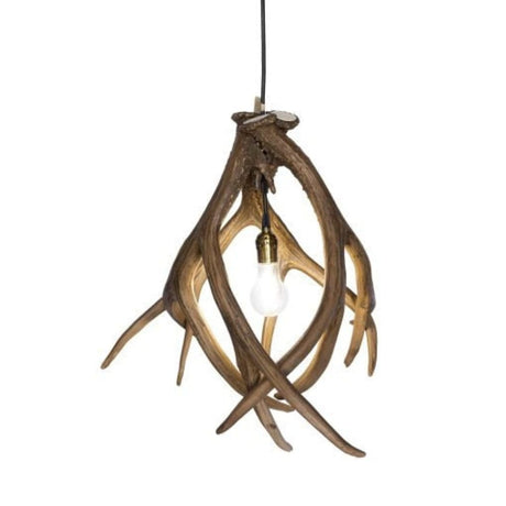 Mule Deer 3 Pewter Antler Pendant With Downlight