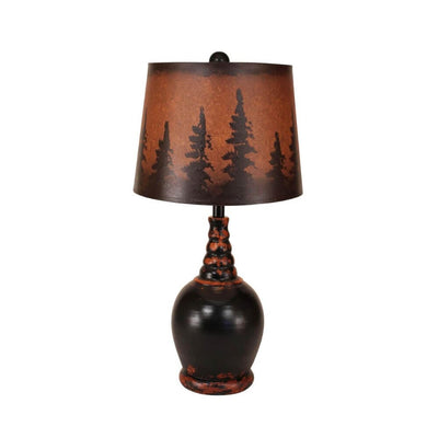 Pine Forest Black Round Accent Lamp