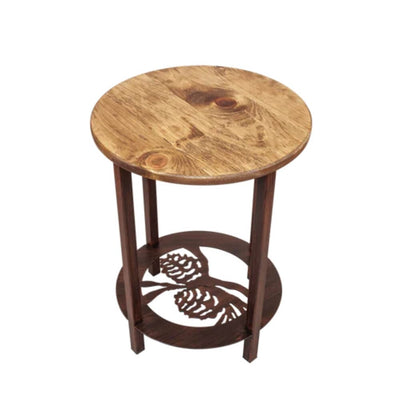 Pinecone Cutout Burnt Sienna End Table