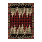 Red Bear Plaid Area Rug