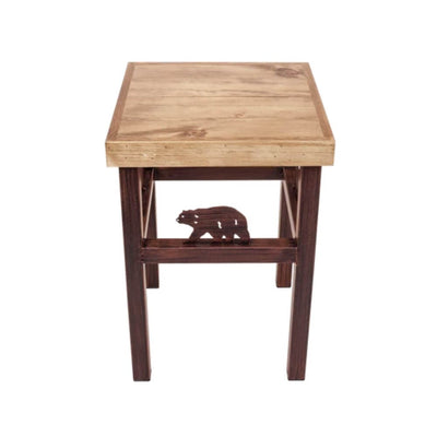 Rustic Iron End Table With Bear Accent