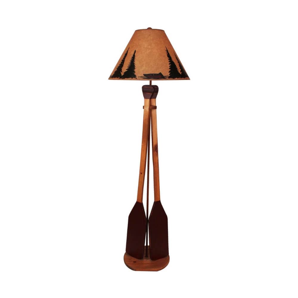 Rustic Red Canoe Paddle Floor Lamp