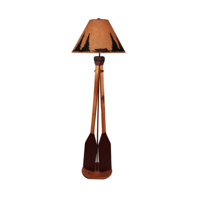 Rustic Red Canoe Paddle Floor Lamp