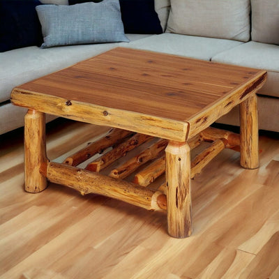 Square Cedar Log Coffee Table
