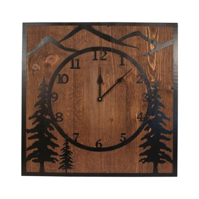 Towering Pines Square Wooden Clock