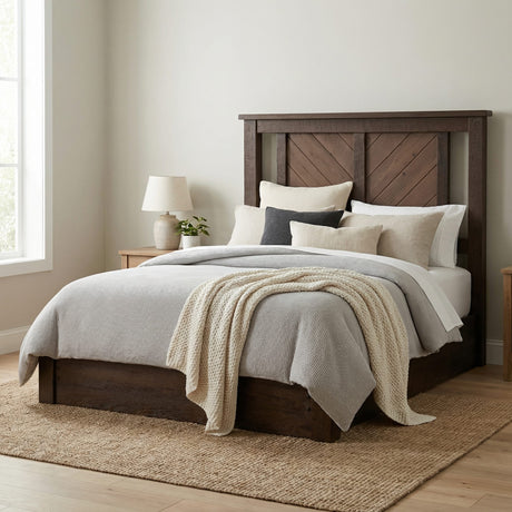 Wood & Wicker Platform Bed