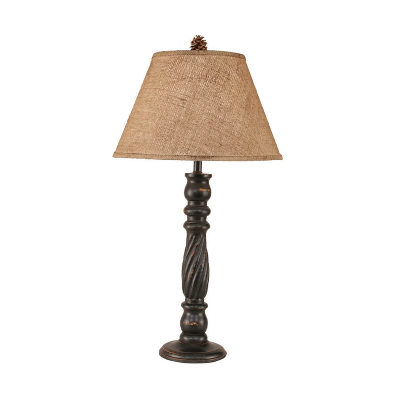 Weathered Black Cone Swirl Table Lamp