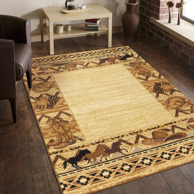 Western Match Boarder Area Rug