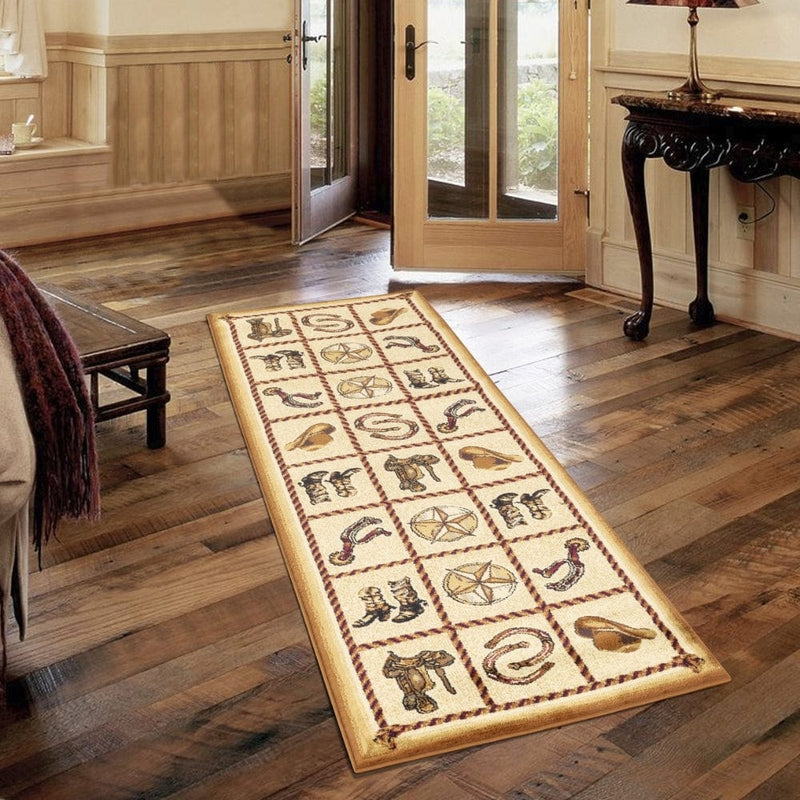 Western Match Square Area Rug