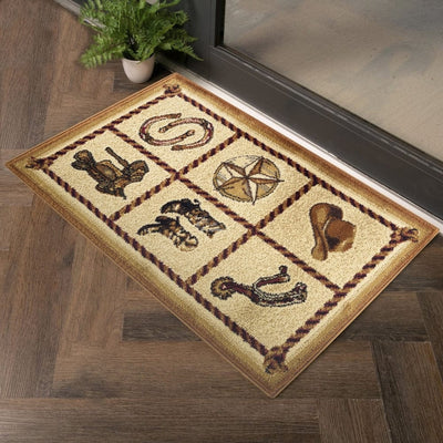 Western Match Square Area Rug