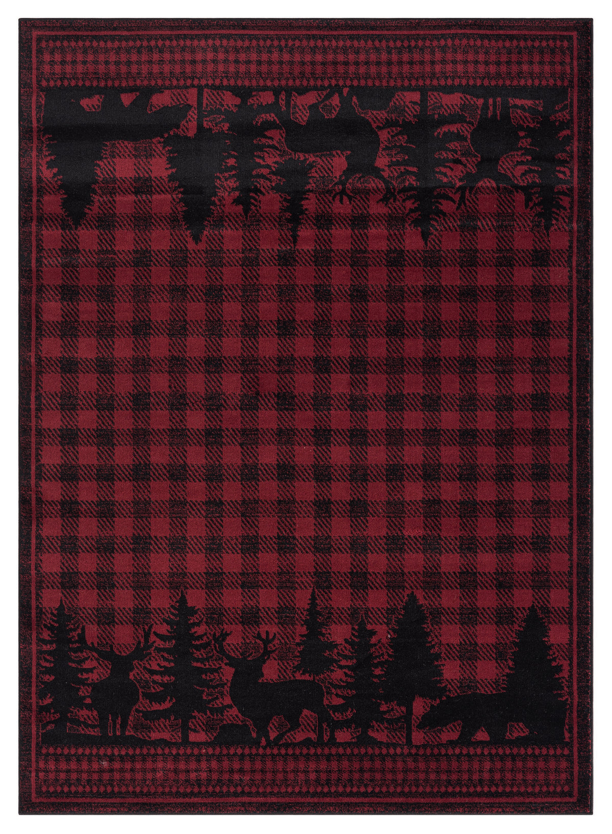Wildlife Trio Red Area Rug