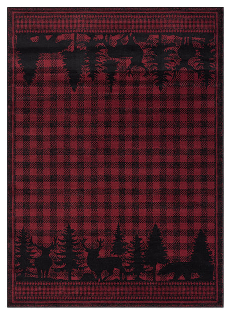 Wildlife Trio Red Area Rug