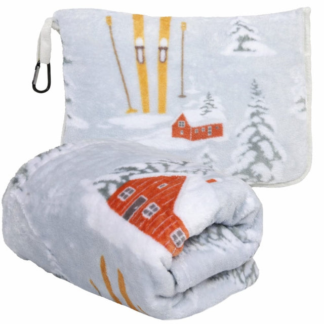 Snowfall Cabin Travel Blanket