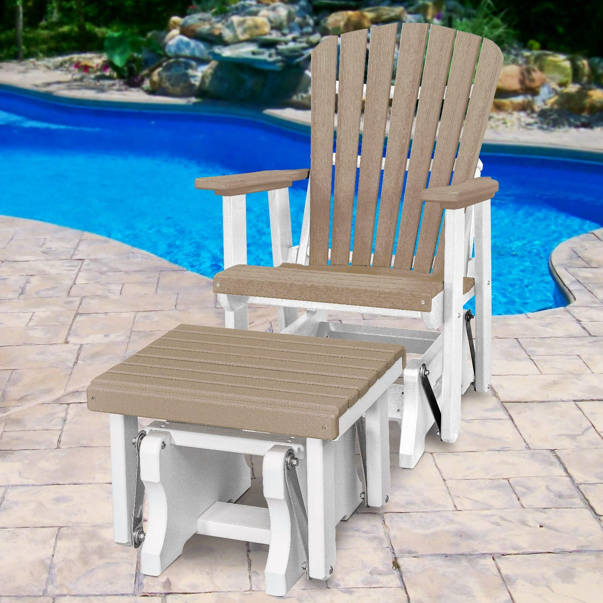 Premier Patio Fan Back Glider and Ottoman Glider