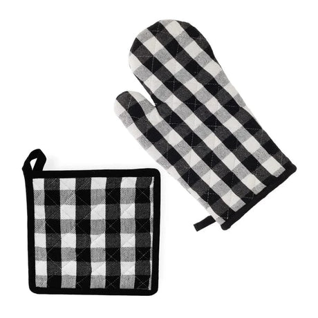 Classic Checkered Oven Mitt & Potholder Set
