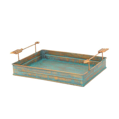 Aged Turquoise Steel Tray