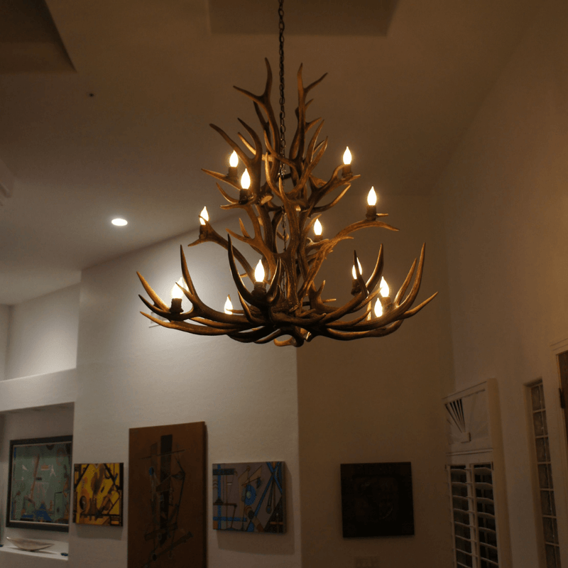 Authentic Elk Antler Cascade Chandelier - Large