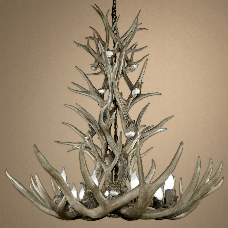 Authentic Mule Deer Tall Chandelier - Large