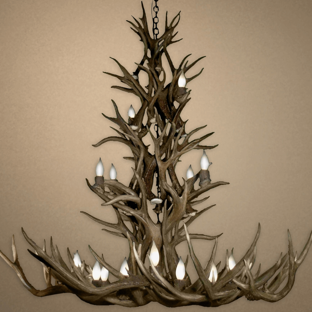 Authentic Mule Deer Tall Chandelier - Extra Large