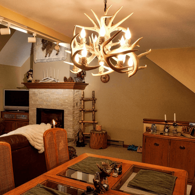 Authentic Whitetail Deer Inverted Chandelier