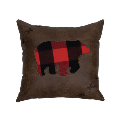 Autumn Buffalo Plaid Bear Pillow