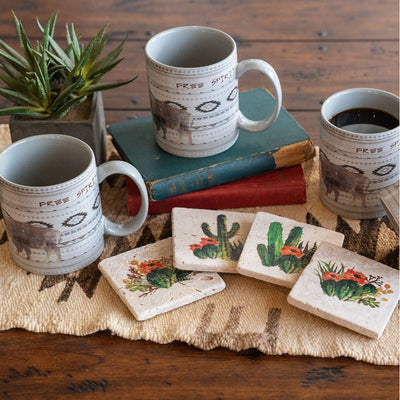 Bison Spirit Mug and Cactus Coaster Set