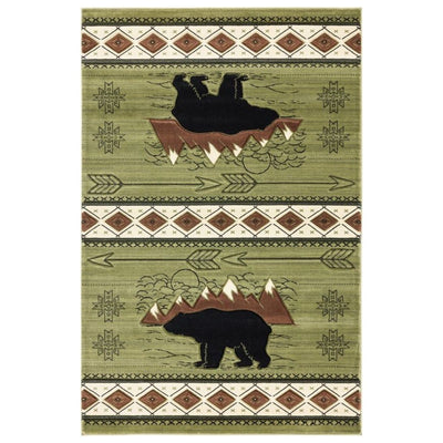 Black Bear Mountains Green Rug Collection