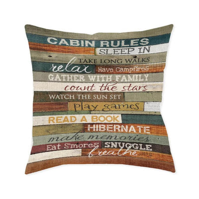 Cabin Rules Woven Decorative Pillow