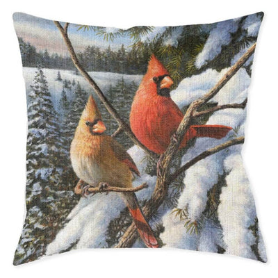 Cardinal Snow Woven Decorative Pillow