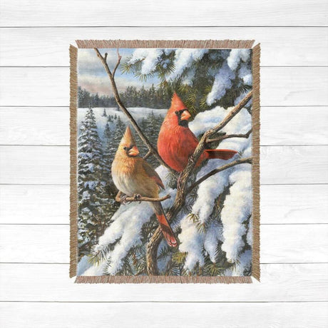 Cardinal Snow Woven Throw Blanket