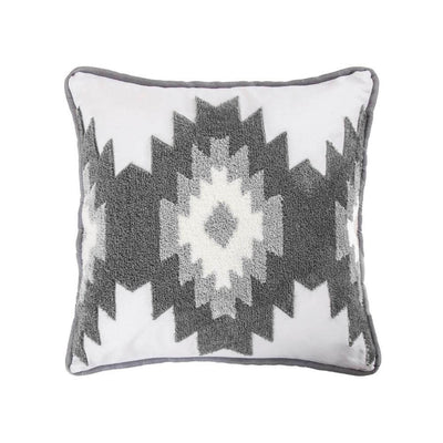 Grey Sun Embroidered Throw Pillow
