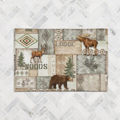 Mountain Trail Patch Gray Chenille Accent Rug