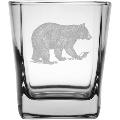 Bear 9.25 oz. Etched Double Old Fashioned Glass Sets