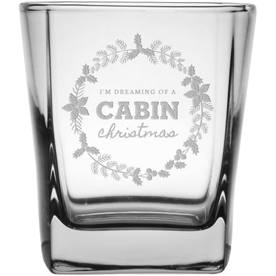 Cabin Christmas 9.25 oz. Etched Double Old Fashioned Glass Sets