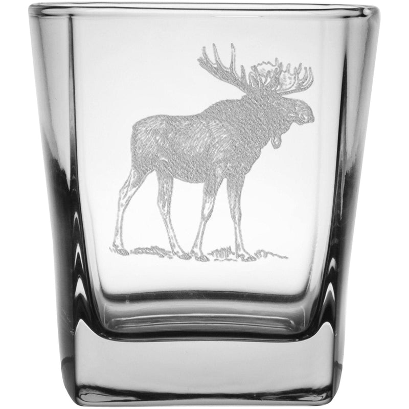 Moose 9.25 oz. Etched Double Old Fashioned Glass Sets