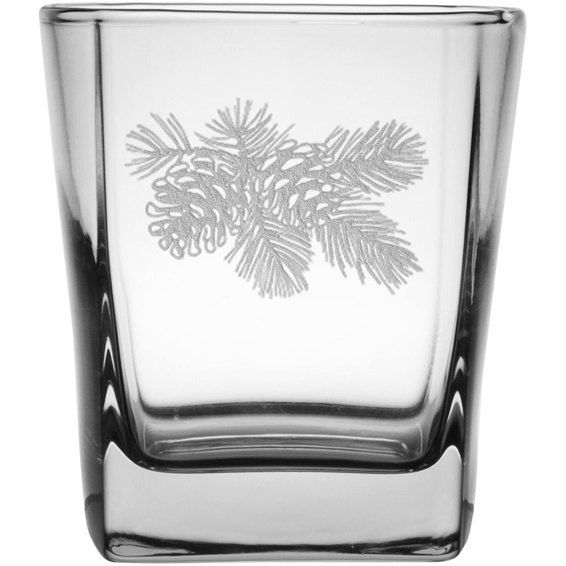 Pinecone 9.25 oz. Etched Double Old Fashioned Glass Sets