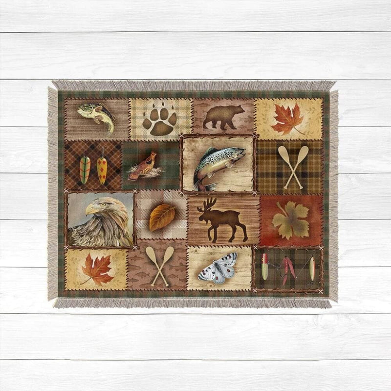 Rustic Nature Patch Woven Throw Blanket