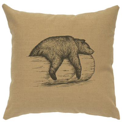 Rustic Furnace Bear On A Log Pillow