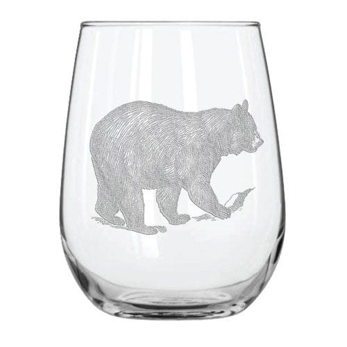 Bear 15.25 oz. Etched Stemless Wine Glass Sets