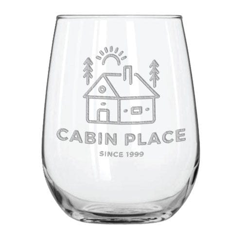 Cabin Place 15.25 oz. Etched Stemless Wine Glass Sets