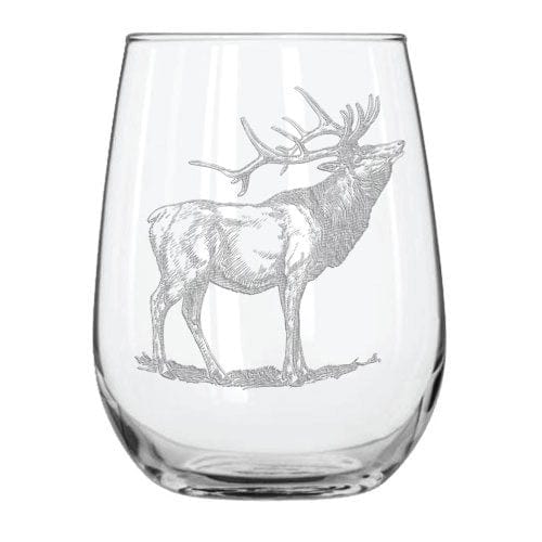 Elk 15.25 oz. Etched Stemless Wine Glass Sets