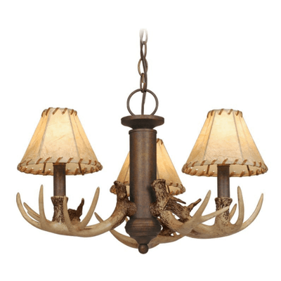 Tavern 3 Light Antler Chandelier