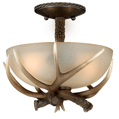 Teton 12" Semi Flush Antler Ceiling Light