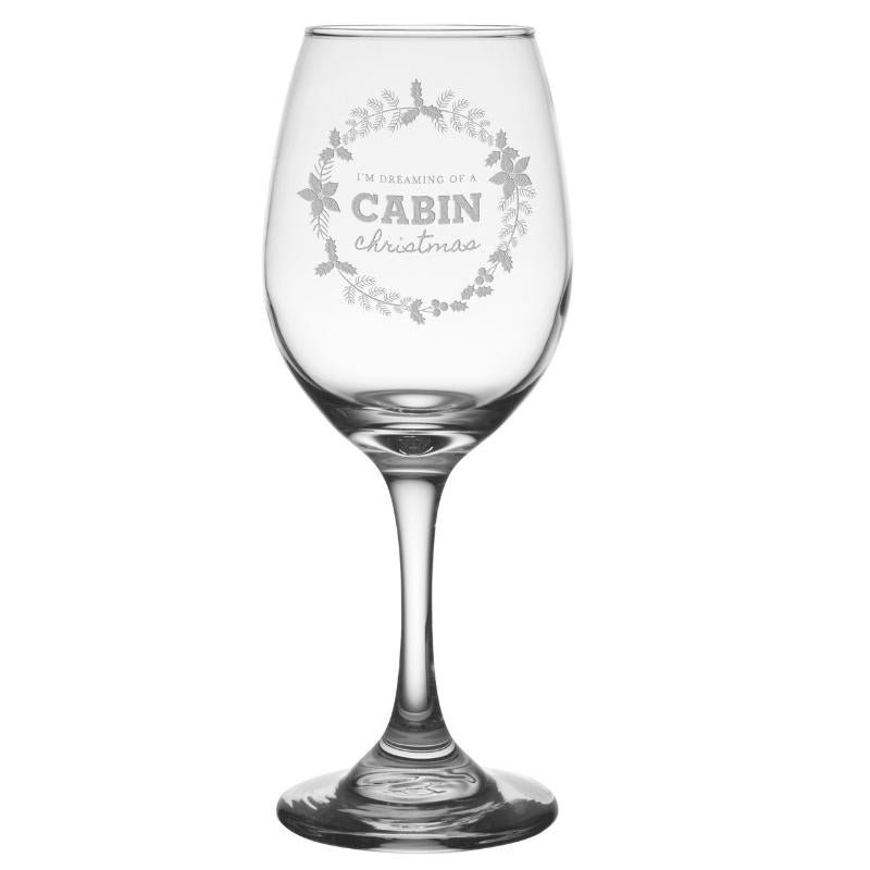 Cabin Christmas 11 oz. Etched Wine Glass Sets