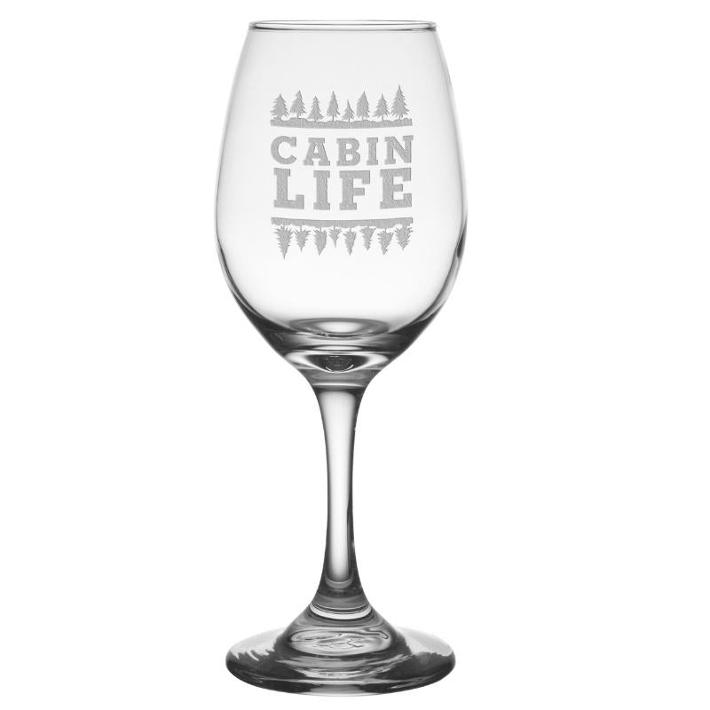 Cabin Life 11 oz. Etched Wine Glass Sets
